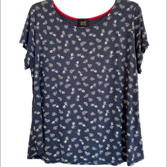 Anthropologie W5 Navy Blue Bicycle Print Shirt - Picture 5 of 5